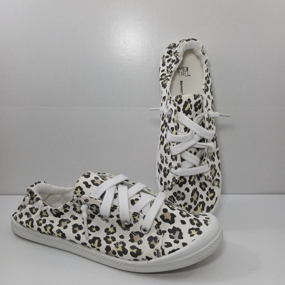 Time And Tru Memory Foam Leopard Cheetah Slip On Shoes Size 8